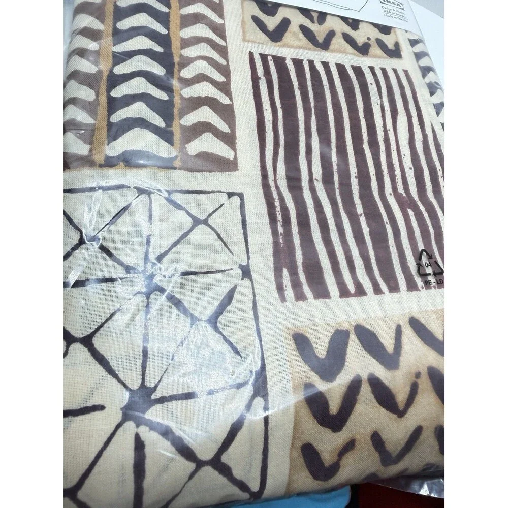 New Ikea ERJA Twin Duvet Cover /Pillow Sham 100% Cotton Mudcloth Inspired Design